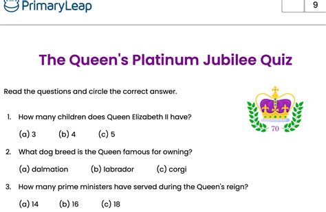Platinum Jubilee Quiz Printable